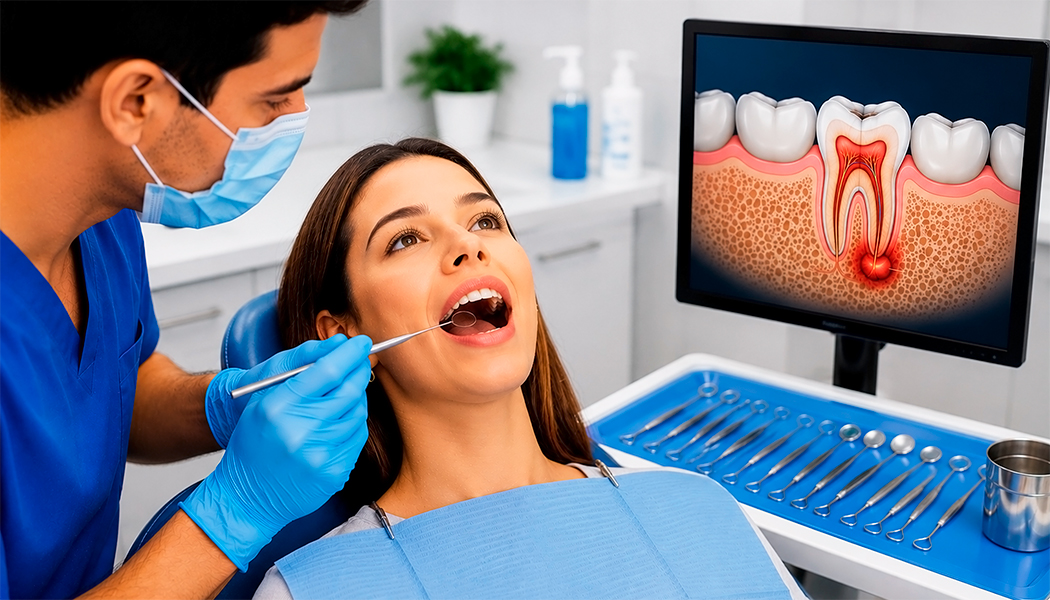 Inflamación alrededor de la raíz del diente - Endodoncia